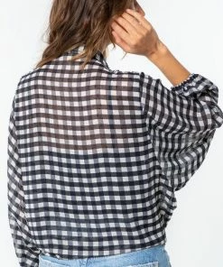 LOVESTITCH Gia Gingham Tie Front Top