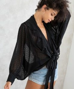 LOVESTITCH Celeste Chiffon Tie Front Top