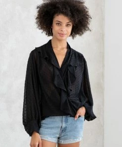 LOVESTITCH Celeste Chiffon Tie Front Top