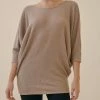 Studio Ko RESORT APPAREL Waffle Sweater Side Drape Dolman Tunic