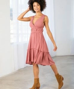 LOVESTITCH Bohemian Sleeveless Tank Hi Low Knee Length Dress