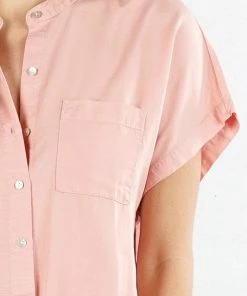 LOVESTITCH Classic Tencel Button Down Short Sleeve Top
