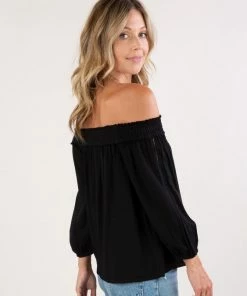 LOVESTITCH Off Shoulder Lattice Trim Top Tops
