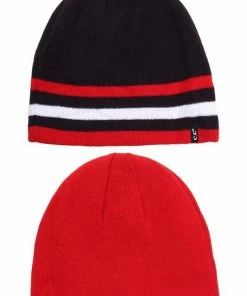 C.C. Solid Striped Trim REVERSIBLE Beanie Men's