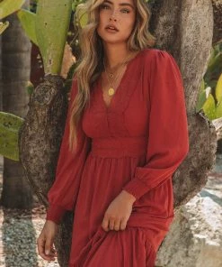 LOVESTITCH Bohemian Long Sleeve Tiered Maxi Dress RESORT APPAREL