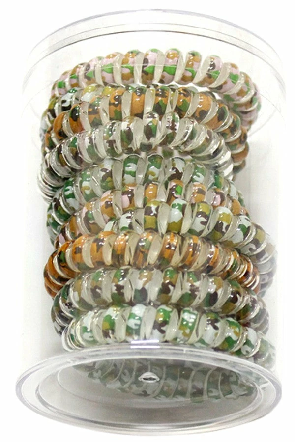 Girly Spiral Hair Ties - Camo 1 Girly Spiral Hair Ties - Camo