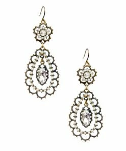 Chloe+Isabel Pearl + Crystal Floral Filagree Earrings JEWELRY