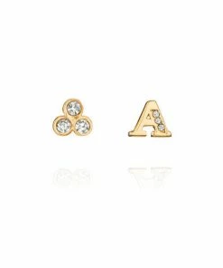 Chloe + Isabel Alphabet + Trio Stone Mismatched Earrings (A-W Available)