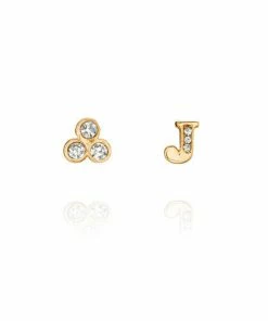 Chloe + Isabel Alphabet + Trio Stone Mismatched Earrings (A-W Available)