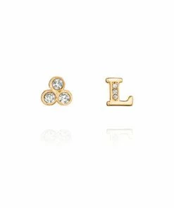 Chloe + Isabel Alphabet + Trio Stone Mismatched Earrings (A-W Available)