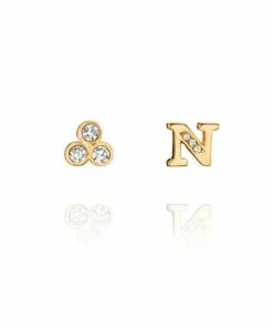 Chloe + Isabel Alphabet + Trio Stone Mismatched Earrings (A-W Available)