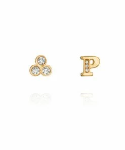 Chloe + Isabel Alphabet + Trio Stone Mismatched Earrings (A-W Available)