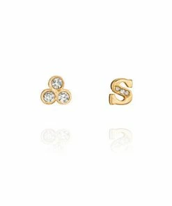 Chloe + Isabel Alphabet + Trio Stone Mismatched Earrings (A-W Available)