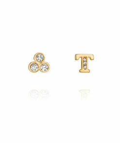 Chloe + Isabel Alphabet + Trio Stone Mismatched Earrings (A-W Available)