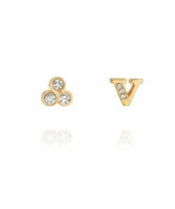 Chloe + Isabel Alphabet + Trio Stone Mismatched Earrings (A-W Available)