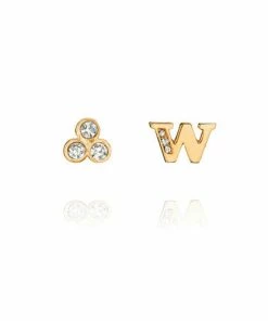 Chloe + Isabel Alphabet + Trio Stone Mismatched Earrings (A-W Available)
