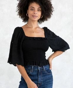 LOVESTITCH Sophia Smocked Eyelet Top