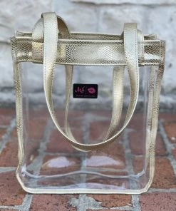Makeup Junkie In The Clear Stadium Tote - Gold Serpent