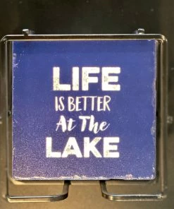 The Market Place LAKE LIFE Life Is Better At The Lake Stone Coaster Gift Set 5 The Market Place LAKE LIFE Life Is Better At The Lake Stone Coaster Gift Set