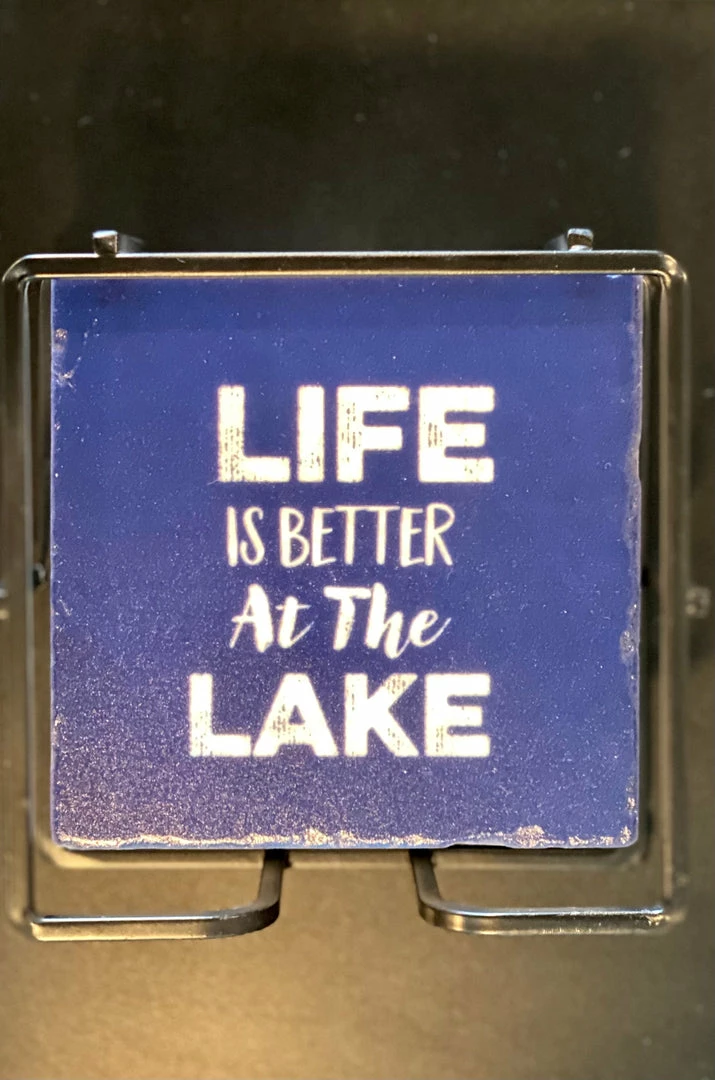 The Market Place LAKE LIFE Life Is Better At The Lake Stone Coaster Gift Set 3 The Market Place LAKE LIFE Life Is Better At The Lake Stone Coaster Gift Set