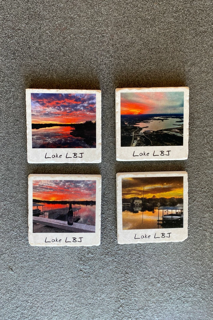 The Market Place Lake LBJ Sunsets Stone Coaster Gift Set 2022 2 The Market Place Lake LBJ Sunsets Stone Coaster Gift Set 2022