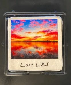 The Market Place Lake LBJ Sunsets Stone Coaster Gift Set LAKE LIFE