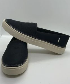 TOMS Black Textured Woven Women's Parker Slip-Ons