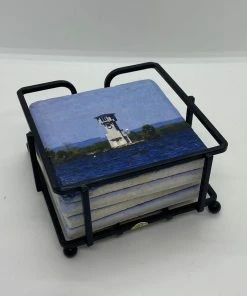 The Market Place LAKE LIFE HSB Lighthouse Stone Coaster Gift Set