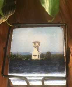 The Market Place LAKE LIFE HSB Lighthouse Stone Coaster Gift Set