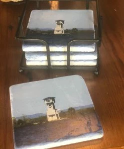 The Market Place LAKE LIFE HSB Lighthouse Stone Coaster Gift Set