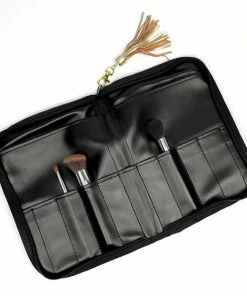 Makeup Junkie Tan Patent Leopard Brush Book