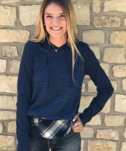 Mododoc Pullover Hoodie With Plaid Hem