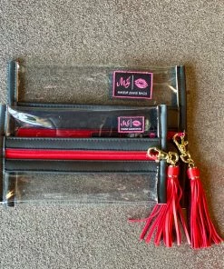 Makeup Junkie In The Clear Red & Black BAGS