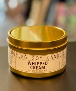 Unplug Soy Candles Home & Beauty Gold Tin Candle - Whipped Cream