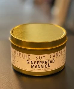 Unplug Soy Candles Gold Tin Candle - Gingerbread Home & Beauty