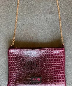 Makeup Junkie BAGS Bubble Gator Wine Crossbody