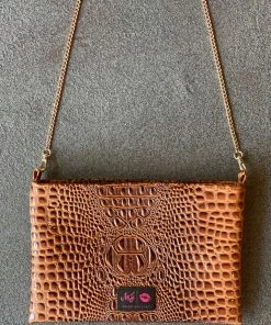 Makeup Junkie Bubble Gator Cognac Crossbody BAGS