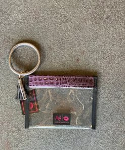 BAGS Makeup Junkie In The Clear Bubble Gator Amethyst Wristlet