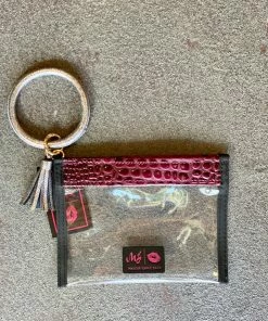 Makeup Junkie In The Clear Bubble Gator Wine Wristlet BAGS