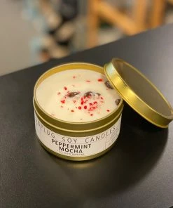 Unplug Soy Candles Gold Tin Candle - Peppermint Mocha