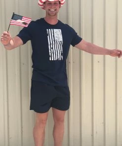 Glittering South Distressed Flag Crew Neck Navy RESORT APPAREL