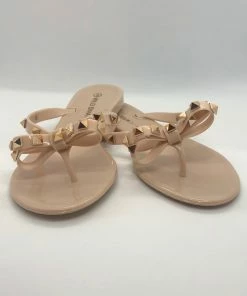Wild Diva Lounge RESORT APPAREL Studded Bow Thong Flat Sandals