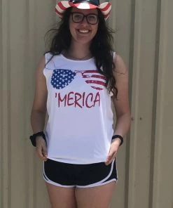 The Market Place Comfort Colors Merica Glasses Tank RESORT APPAREL