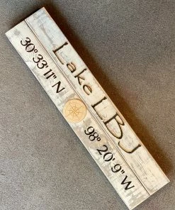 The Market Place Lake LBJ Coordinates Wall Sign