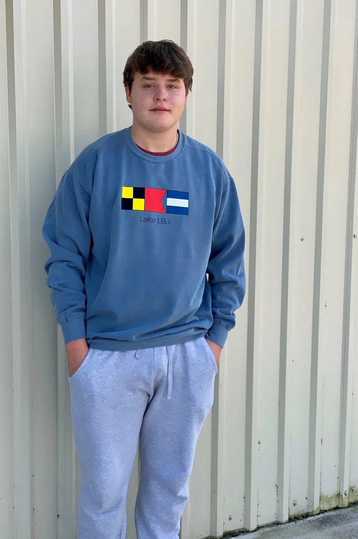 The Market Place LAKE LIFE Comfort Colors Lake LBJ Nautical Flags Sweatshirt 2 The Market Place LAKE LIFE Comfort Colors Lake LBJ Nautical Flags Sweatshirt