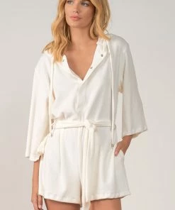 Elan Terry Romper With Hood