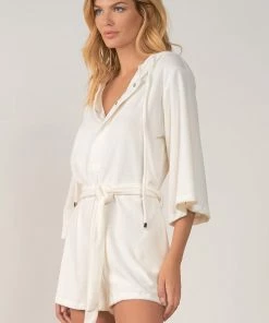 Elan Terry Romper With Hood