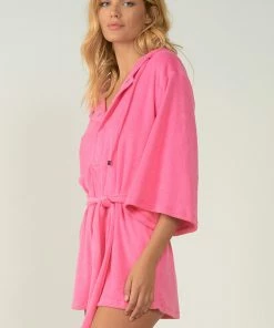 Elan Terry Romper With Hood