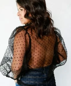 Vine & Love Sheer Organza Dotted Blouse HOLIDAY APPAREL