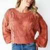 Love Tree HOLIDAY APPAREL CABLE KNIT BALLOON SLEEVE SWEATER